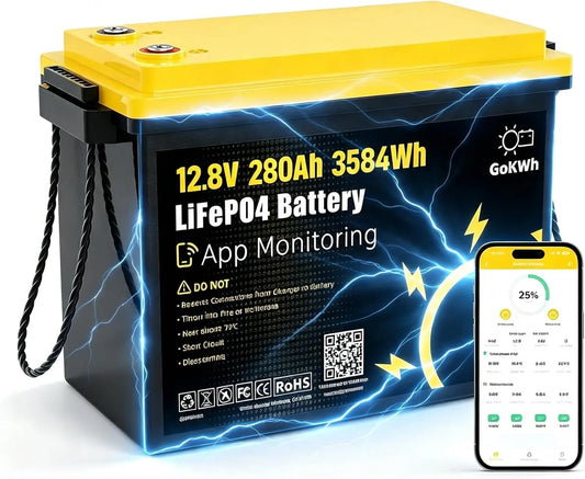 280Ah 12V LiFePO4 Battery, Trolling Motor Battery w/Bluetooth APP