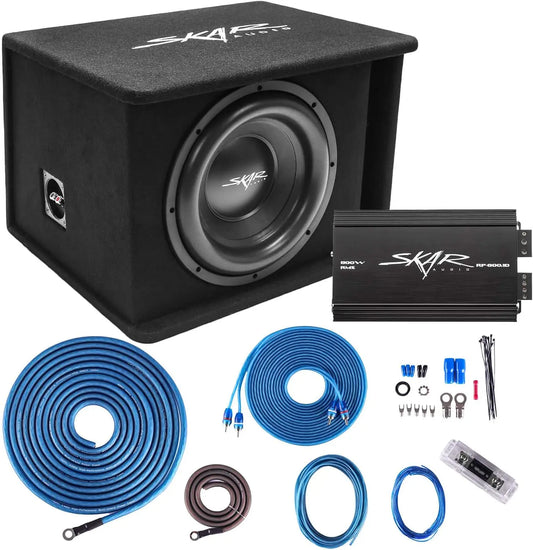 Skar Audio Single 12 Inch Complete 1,200 Watt SDR Series Subwoofer Bass Package, Includes Loaded Enclosure with Amplifier