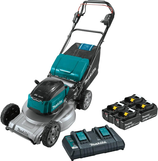 Makita XML09PT1 36V 18V X2 LXT Brushless 21 Inch Self-Propelled Commercial Lawn Mower Kit, with 4 Batteries 5.0Ah, Variable Speed