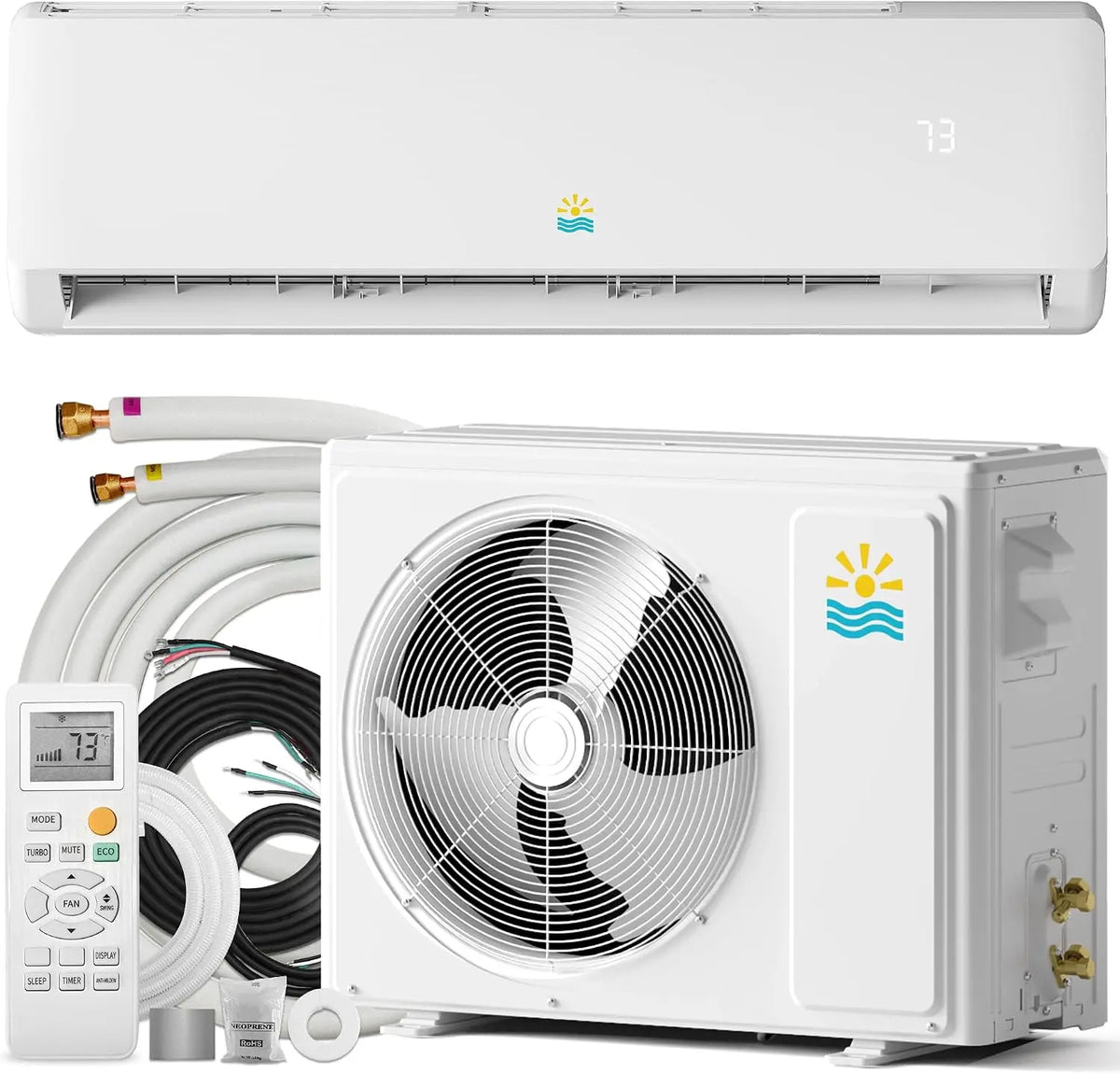 Rellytech Mini Split AC/Heating System, 12000 BTU, 19 SEER2 115V/110V, Timer