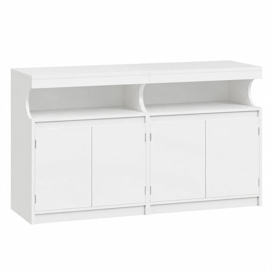 Commode, réglable, avec rangement, avec étagères, coloris blanc, 40 x 140 x 85 cm, pour la chambre ou le salon