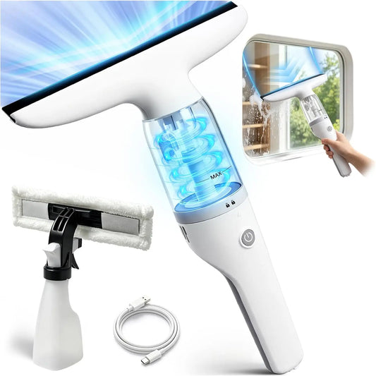 Window Vacuum Squeegee, 1.06lb 2000Pa Electric Window Cleaner Tool, LED Lighting