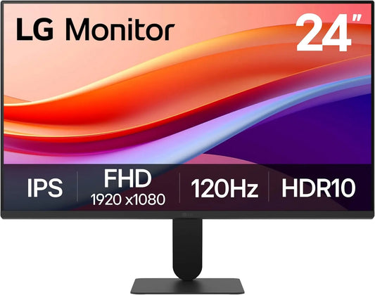LG 24U411A-B 24-inch Full HD 1920 x 1080 IPS Computer Monitor, 120Hz, HDR10, Reader Mode, Flicker Safe, HDMI, Slim Stand Base, Black