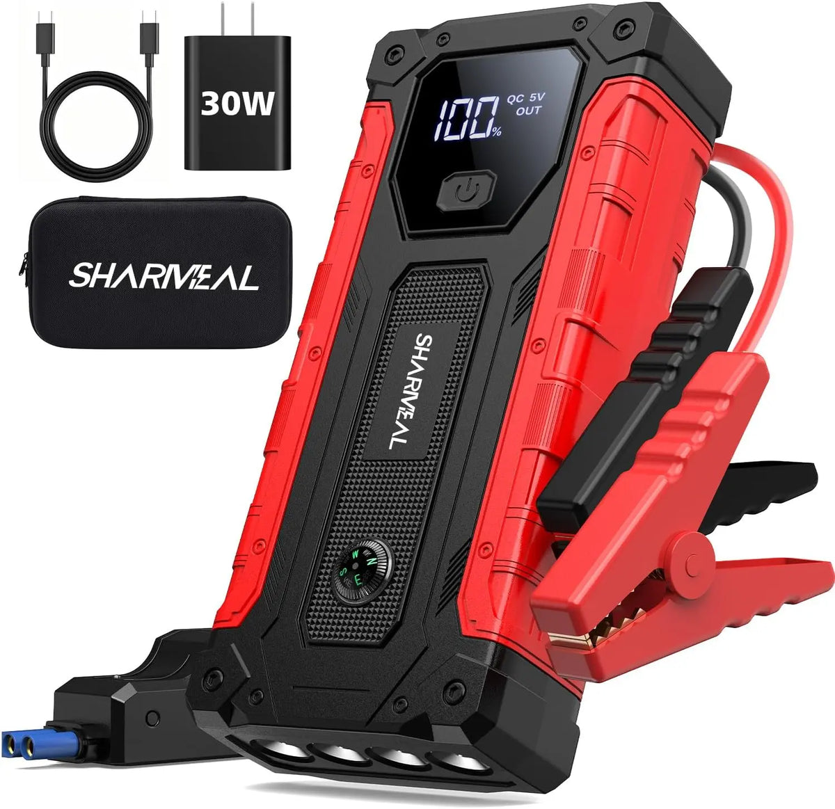 Sharmeal Car Jump Starter 8000A, Jump Starter Battery Pack with PD 30W Quick Charger