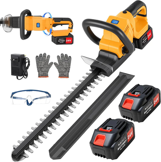 Cordless 4.0ah Hedge Trimmer with 2 x Battery, 24V Tree Bush Trimmer