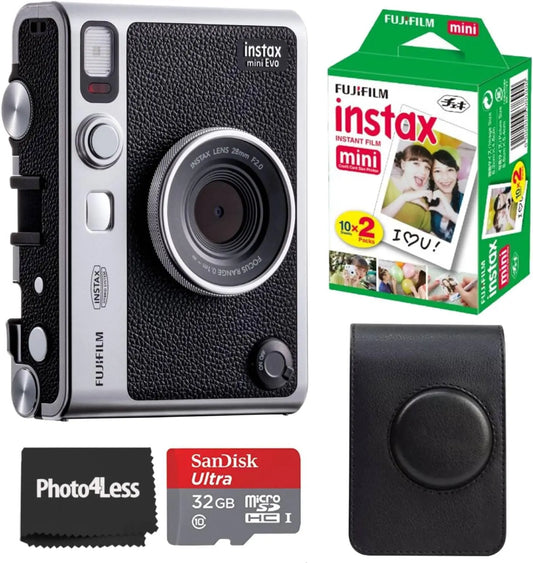 Fujifilm Instax Mini EVO Hybrid Black Instant Camera, Timer