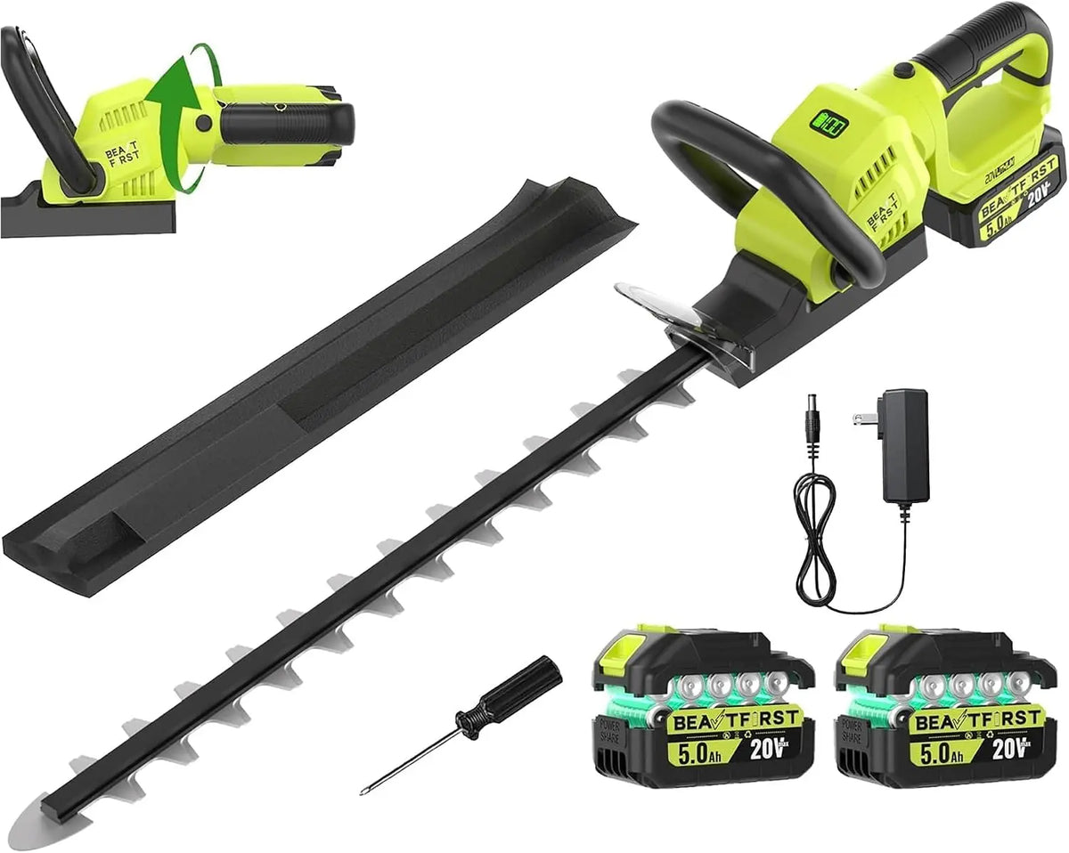 20V 22-Inch Hedge Trimmer Cordless with 2x5.0Ah Battery & Charger, LCD Display