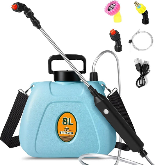 2 Gallon Battery Powered Garden Sprayer, 2025 Electric Weed Sprayer with 3 Adjustable Speed, Battery Indicator, Yard