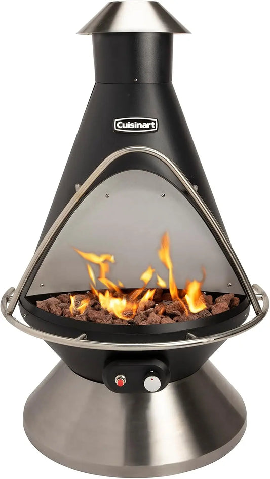 Cuisinart Chimenea Propane Fire Pit, 40,000 BTU Adjustable Gas Fire Pit for Patios, Includes Lava Rocks, for Backyards, Decks, and Patios