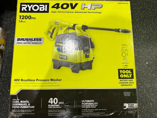 RYOBI 1200 PSI 40V 1.0 GPM Cordless Electric Cold Water Pressure Washer Tool ONLY RY40