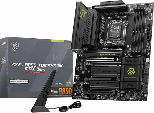 MSI MAG B850 Tomahawk MAX WiFi Motherboard, Supports AMD Ryzen 9000/8000 / 7000 Processors, AM5-80A SPS VRM, DDR5 Memory Boost 8400+ MT/s OC, M.2 Gen5