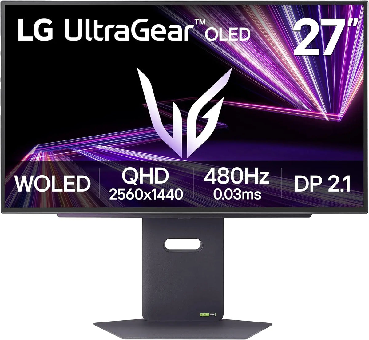 LG 27GX790A-B 27-inch Ultragear OLED Gaming Monitor QHD 1440p 480Hz, 0.03ms, DisplayPort 2.1, True Black 400, NVIDIA G-Sync, AMD FreeSync Pro, Black