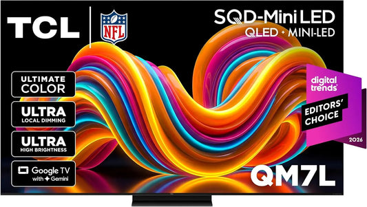 TCL 75 Inch QM7L Series SQD-Mini LED QLED 4K Smart Google TV 75QM7L 2026