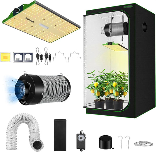 Grow Tent Complete Setup 2x2, 70W Full Spectrum LED Grow Light & 24  x24  x48 Inch Grow Tent Bundle