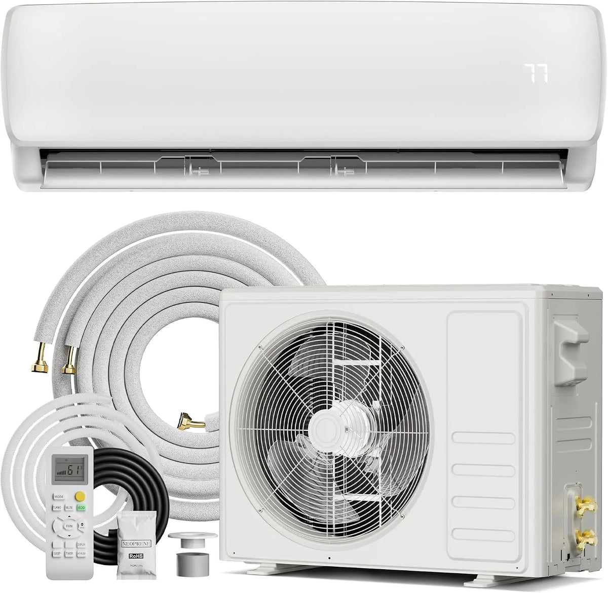 Mountman 12000 BTU Mini Split AC/Heating System, 19 SEER2 110/120V Energy Efficient Ductless Inverter System, Heat Pump & Installation Kits, Timer