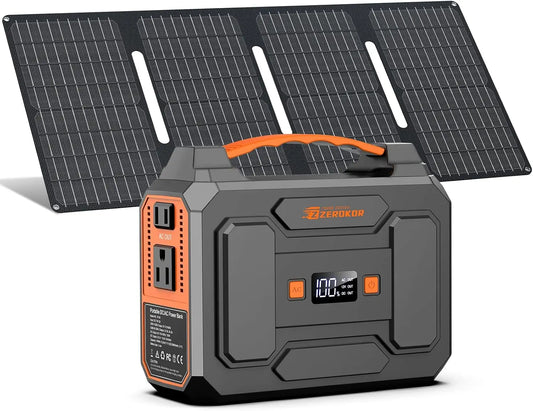 Portable 40W Power Station with Solar Panel, 100W Solar Powered Generator