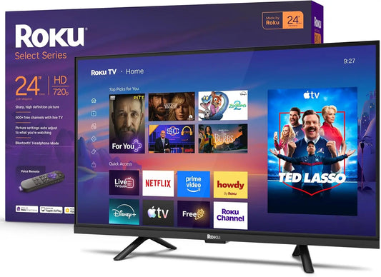 Roku 24-Inch Select Series Smart TV 2026-720p HD TV, RokuTV, Remote Control, Bluetooth Connectivity