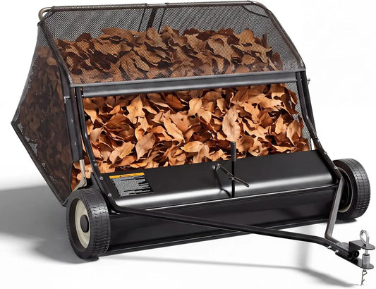 52 Inch Lawn Sweeper Tow Behind, 26 Cu. Ft. Leaf Grass Collector