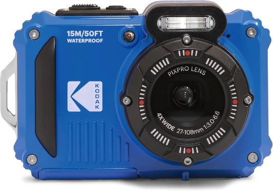 KODAK PIXPRO WPZ2 16MP Waterproof Digital Camera, 15m, 4X Zoom, Blue, Wi-Fi Connectivity