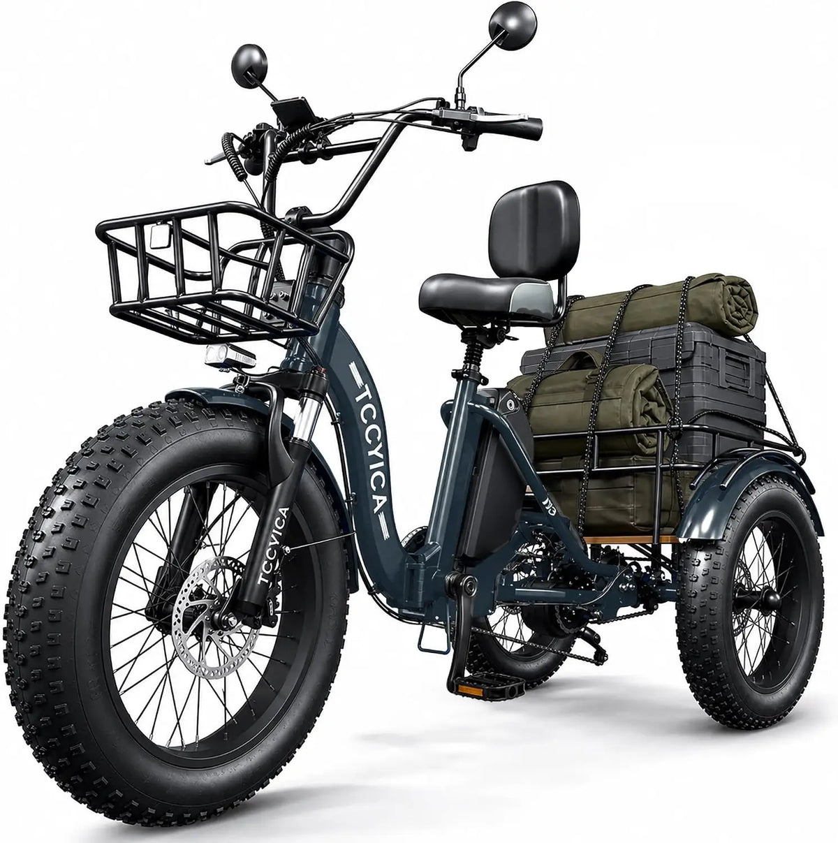 Electric Tricycle for Adults, Fat Tire 3 Wheel Electric Trike Ebike, 750W Motor Peak 1350W, 52V 32Ah Removable Battery, 50 Miles Range, 7 Speed
