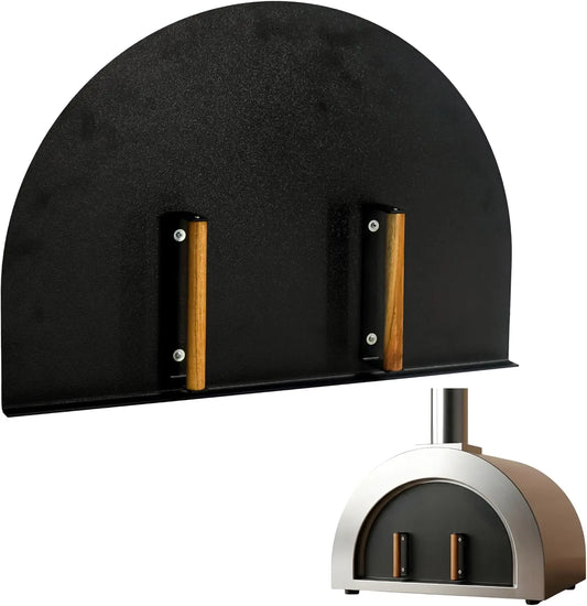 SIMOND STORE, 27 Inch x 19.25 Inch Pizza Oven Door with Wooden Handles | 304 SS