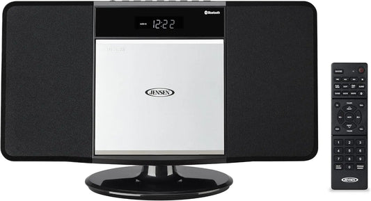 Jensen JBS-300 Home Bluetooth Stereo Shelf Music System Speakers, with MP3 CD Player Wall Mountable Digital AM-FM Radio, Black Limited Edition