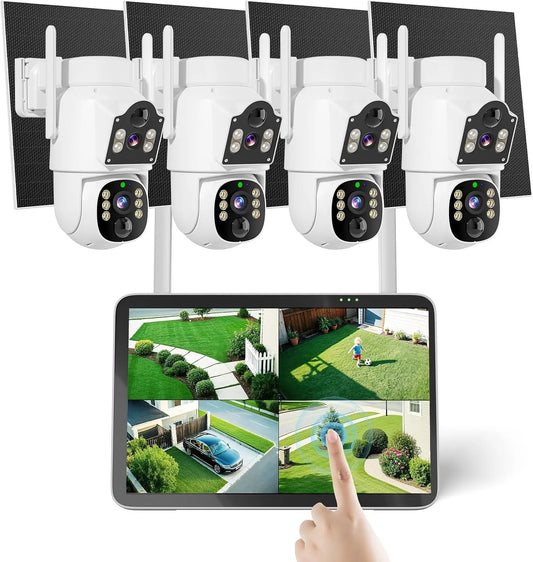 Hiseeu Security Camera, 4MP Solar Security Cameras Wireless Outdoor, Touch Controls, Wi-Fi Connectivity