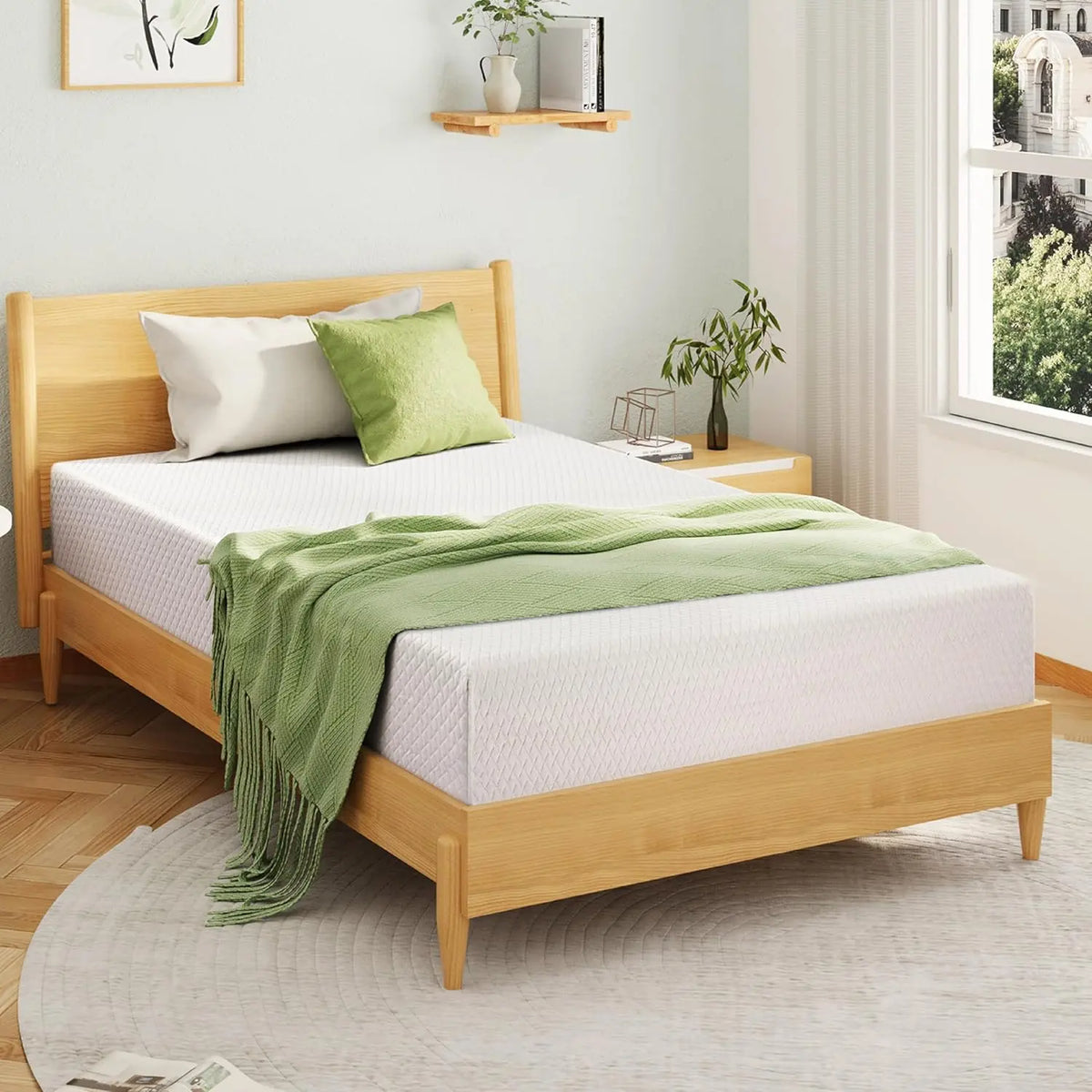 EGOHOME 8 Inch Full Size Memory Foam Mattress , Green Tea, Medium Firm
