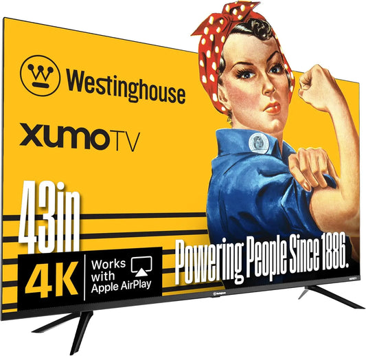 Westinghouse Xumo 43 Inch Smart TV, 4K UHD, Voice Remote, Dolby Vision HDR, Bluetooth Connectivity, Wi-Fi Connectivity